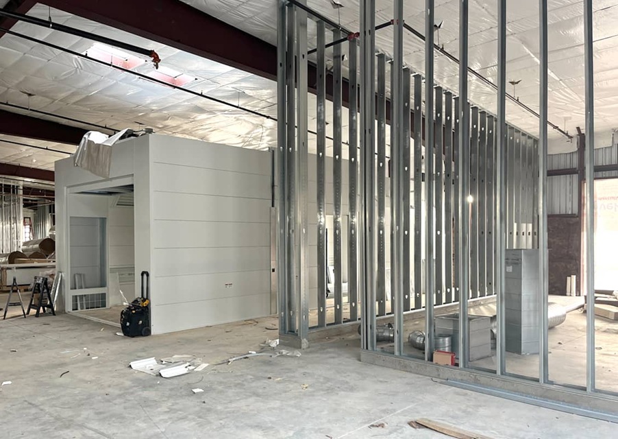 Storm and collision damage restoration at a commercial facility