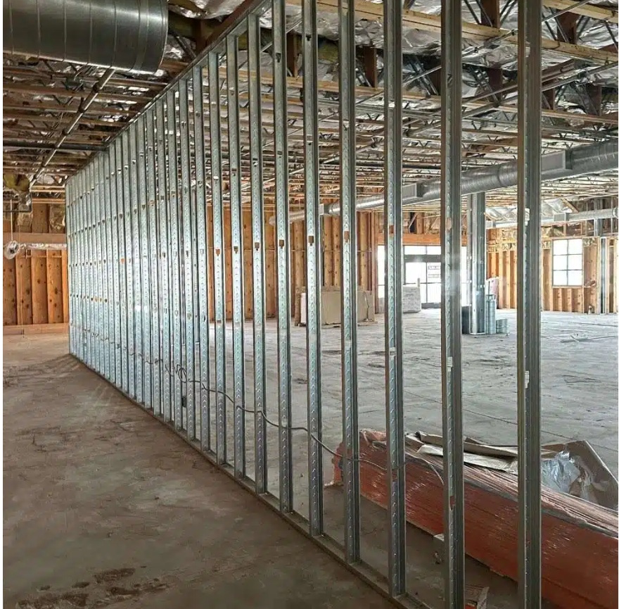 Commercial metal stud framing for a Florida construction project
